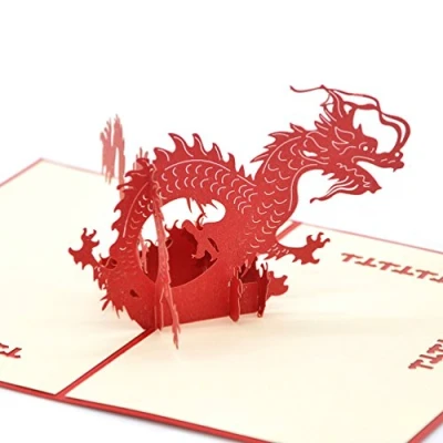 Image de Medigy Carte de vœux pop up 3D pour la plupart des occasions, en trois dimensions, le dragon chinois