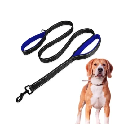 Image de Edipets, Grande Sangle pour Chien avec Double poignée rembourrée, réfléchissante, 1,8 m, antidérapante, Chiens Moyens et grands (Noir/Bleu)