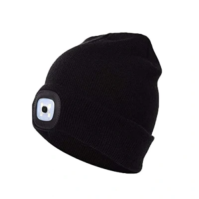 Image de Bonnet lampe frontale à LEDs 2023 USB rechargeable. Idée cadeau. Vendeur et stock en France (Noir)