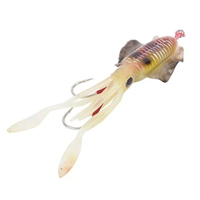 Image de Leurre de p¨ºche Artificiel Doux, UV Octopus Lumineux 3D Eyes R¨aliste Squid Lure Bait Fishing Tackle Accessory(1#),