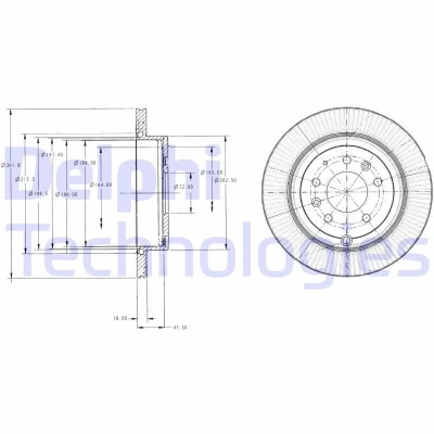 Image de DELPHI BG4336 Disque de frein 302 18 5 ventilé huilé non traité sans roulement roue, bague ABS MAZDA: CX 7