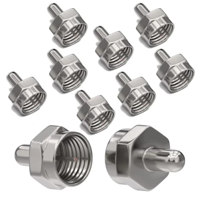 Image de RedStar24 Lot de 10 résistances terminales SAT F 75 ohms Compatible avec commutateur multiple, LNB, tuner et prises Résistance finale satellite Argenté