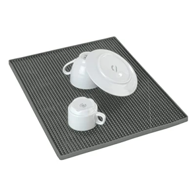 Image de WENKO tapis d&#039;égouttage à vaisselle Maxi, extra large en caoutchouc picots pour sécher &amp; verres, d&#039;évier plastique haute qualité, compatible lave vaisselle, 40 x 30 cm, gris