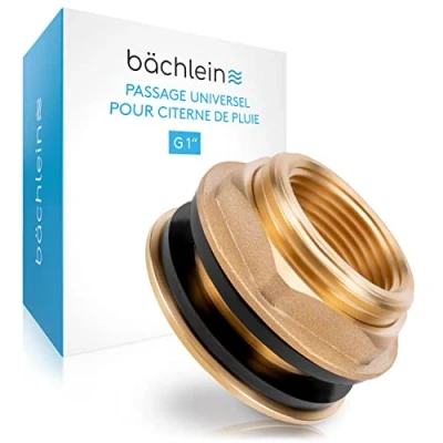 Image de Bächlein Passage Universel pour Citerne de Pluie en Laiton comme Raccordement Robinet d&#039;eau ou Soutirage, 2 Joints Inclus FiletageIintérieur 1 Pouce