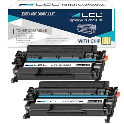 Image de LCL Cartouche de Toner Compatible 26A CF226A (2 Noir) Remplacement pour HP Laserjet Pro M402n/M402d/M402dn/M402dne/M402dw, MFPM426dw/M426fdn/M426fdw