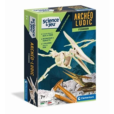 Image de Clementoni Science &amp; Jeu : Archéo Ludic Pteranodon Retrouve et Assemble les Fossils Kit Archéologie pour Enfant Squelette phosphorescent Scientifique Dès 7 ans 52349