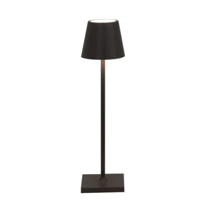Image de Zafferano Poldina Pro Micro Lampe de Table LED sans Fil Rechargeable Tactile Dimmable d&#039;Intérieur et d&#039;Extérieur IP65 Temp. Lumière 2200 2700 3000K Aluminium H27,5 (Noir)