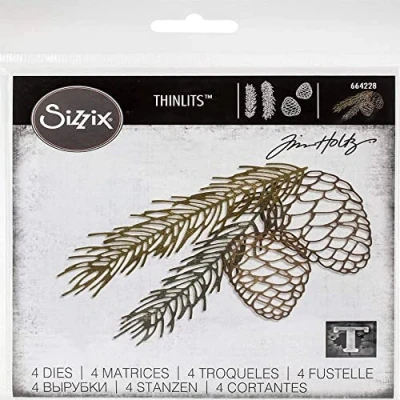 Image de Sizzix Matrice de découpe Thinlit Set 4pcs Branche Pin Tim Holtz, Multicolore, Taille Unique