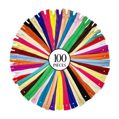 Image de KGS Fermeture éclair pour L&#039;artisanat de Couture 20 Couleurs Taille: 10 CM 100 Pièces/Paquet Fermetures à glissière multicolores sacs, robe, trousse crayons, housse coussin