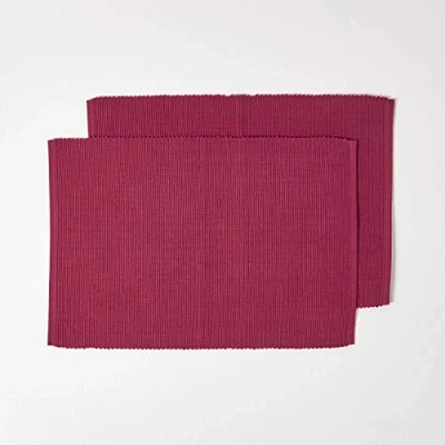 Image de HOMESCAPES Set de Table en Coton Lot 2, Linge uni Prune, 30 x 45 cm