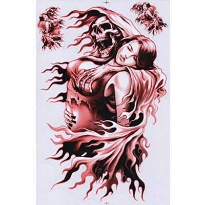 Image de Feuille d&#039;autocollants « tête de mort » 27 cm x 18 Résiste aux intempéries