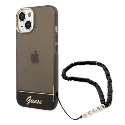 Image de Guess étui pour iPhone 14 6.1 noir Translucide Pearl Strap Neuf