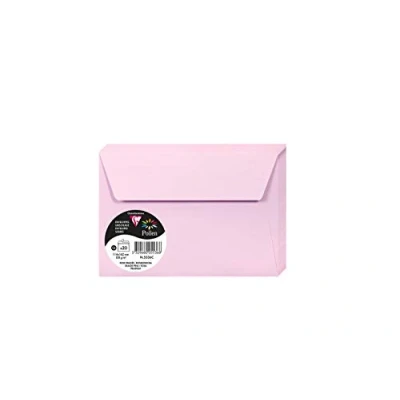 Image de Clairefontaine 5536C Paquet de 20 Enveloppes Auto Adhésives Format C6 11,4x16,2cm 120g/m² Coloris Rose Dragée Invitation Evènements et Correspondance Gamme Pollen Papier Premium Lisse