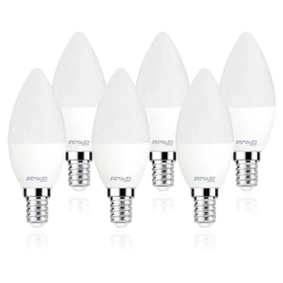 Image de Sigmaled lighting Ampoule LED E14 6W (équivalent 40W) 480 Lumen Blanc Chaud 2800K Culot Edison à Vis Lampe Bougie C37 Lot de 6