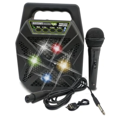 Image de Bontempi SonicSync L’Amplificateur Sans Fil avec Microphone Dynamique à Effet Eco pour un Soundcheck Parfait !