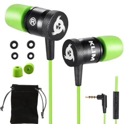 Image de KLIM Fusion Ecouteurs Haute Qualité Audio Durables + Garantis 5 Ans Innovant Ecouteur Intra auriculaire avec Mousse à Mémoire de Forme et Microphone Prise Jack 3,5mm Nouvelle Version Vert