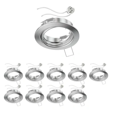 Image de ledscom.de 10 pièces cadre d&#039;encastrement pour plafond FERE chromé mat pivotant (LED/halogène/MR16/50mm) douille GU5.3 incluse