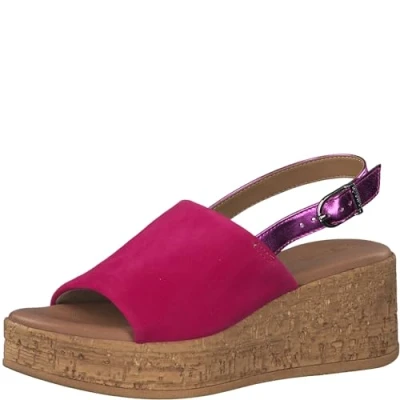 Image de Tamaris Femme 1 28393 42 Sandale cale, Fuchsia, 41 EU