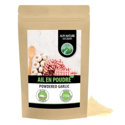 Image de Poudre d&#039;ail (250g), ail moulu, 100% naturel à partir doucement séché, naturellement sans additifs, végétalien