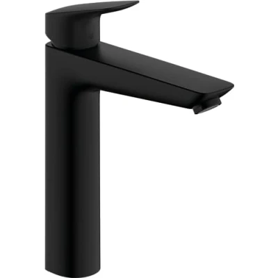 Image de hansgrohe Logis Mitigeur de lavabo sans tirette ni vidage, Robinet salle bain avec hauteur sous bec 190 mm, économie d&#039;eau (EcoSmart), Noir mat, 71091670