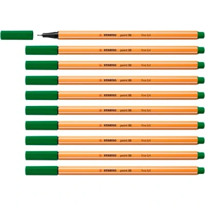 Image de Stylo feutre pointe fine STABILO point 88 Lot x 10 stylos feutres Vert (88/36)