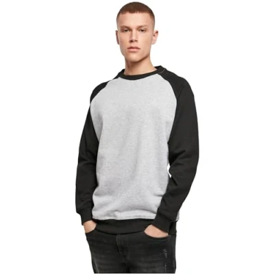 Image de Build Your Brand Raglan Crewneck Pull Over pour des Hommes, h.Grey/blk, S