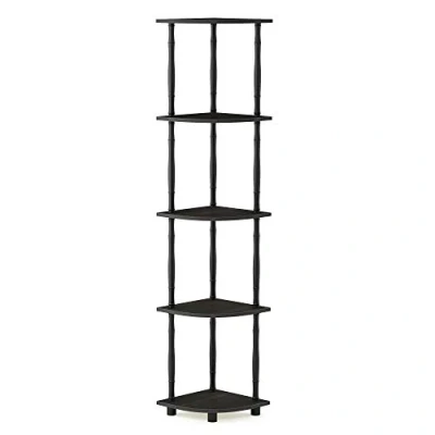 Image de Furinno Turn Étagère Polyvalente à 5 Niveaux pour Présentoir d&#039;Angle avec Tubes Classiques, Expresso, Bois, Espresso/Noir, One Size