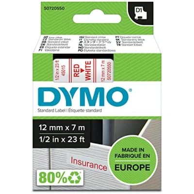 Image de Dymo 45015 (S0720550) (12 mm) Rouge sur blanc Ruban