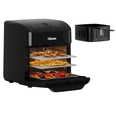 Image de Tristar Mini four &amp; Friteuse à air chaud, 2 en 1 Airfryer, sans BPA, 12 L, programmes, Hublot, 1800 W, FR 9065