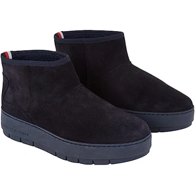 Image de Tommy Hilfiger Femme Cool Suede Snowboot FW0FW07662 Bottes Basses, Bleu (Space Blue), 37 EU