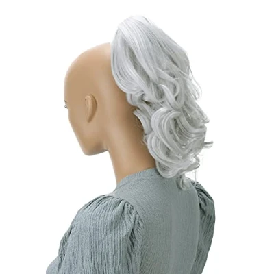 Image de CAISHA 30cm Postiche Avec Clip Papillon Natte Queue De Cheval Extensions Cheveux Volumineux Ondulé Gris H127