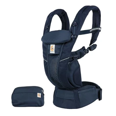 Image de Ergobaby porte bébé Omni Breeze pour nouveau nés, de la naissance à 20,4 kg, ergonomique 4 positions en Mesh SoftFlex portage ventral, sur le côté et dans dos, Midnight Blue