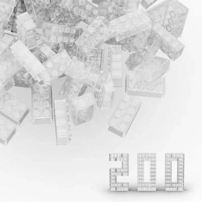 Image de TTEHGB TOY Lot de 200 Briques classiques en vrac 2 x 4 construction entièrement transparentes, compatibles avec toutes les grandes marques et pièces (couleur : transparent)