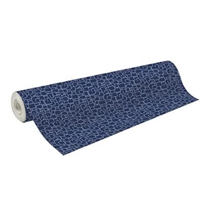 Image de Clairefontaine 211938C Une Bobine De Papier Cadeau Alliance 60g Dimensions : 50x0,70m Motif Archi Design bleu Emballage Cadeau, Spéciale Grande Longueur,