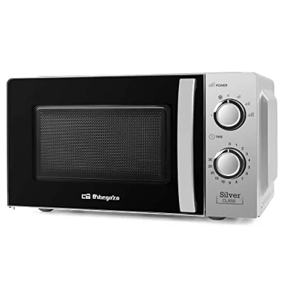 Image de Orbegozo Mi 2118 Four à micro ondes, 20 l de capacité, 6 niveaux fonctionnement, minuterie jusqu’à 30 min, 700 W, acier, argenté