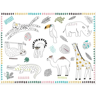Image de Folat 68339 Sets de table Coloriages Zoo Party 6 pièces, Multicolore