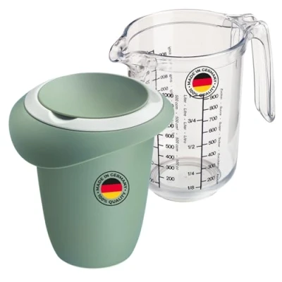 Image de Westmark Pichet mélangeur (1 L) et Gobelet gradué &quot;Gerda&quot; avec protection anti éclaboussures Vert menthe/blanc/transparent