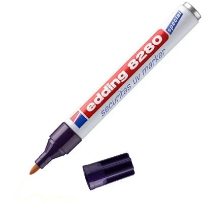 Image de edding 8280 securitas Marqueur UV Incolore 1 stylo Pointe ronde 5,3 mm pour lumière noire des marquages cachés sur presque tous les matériaux Encre invisible, géocaching