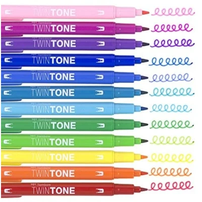 Image de Tombow Twintone Marqueur double pointe pour dessin, coloriage, écriture, bullet journal, usage domestique et professionnel, violet