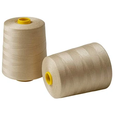 Image de IPEA Fil à coudre pour machine et surjeteuse 2 grandes bobines de bien 9000 mètres (18000 m au total) polyester coutures Plusieurs couleurs choix Beige Hauteur 12 cm