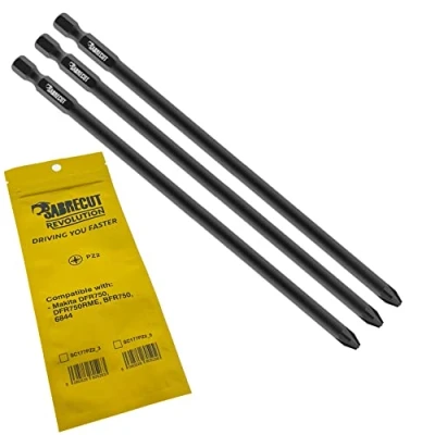Image de 3 x SabreCut SC177PZ2_3 177 mm PZ2 Compatible avec Makita DFR750 DFR750RME BFR750 6844 P 67789 Embout de tournevis pour cloison sèche à alimentation automatique Pozi No.2 Heavy Duty