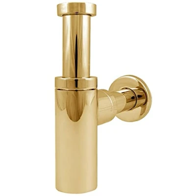 Image de Siphon de lavabo TYC MÉTAL BOUTEILLE Design décoratif en or Diamètre sortie 32 mm Connexion 1 1/4&quot;