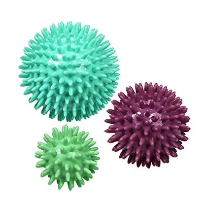 Image de ResultSport Lot de 3 balles massage à picots réflexologie, 6 cm, 8 10 trigger point, boule myofasicale, d&#039;exercice, sans PAH et phtalate