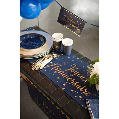 Image de Santex Chemin de Table Anniversaire Bleu et Or (x1) REF/5668