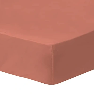 Image de MATT &amp; ROSE Drap Housse 140x190/200 cm Uni Coton LAVÉ 100% Lavé Terre Cuite Oekotex