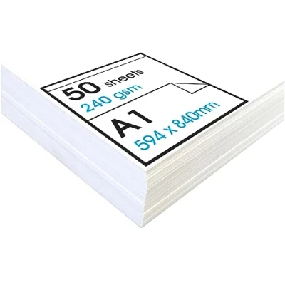 Image de Artway Studio Lot de 50 feuilles papier A1 sans acide Idéal pour applications mixtes 240 g/m² A1, blanc