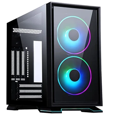 Image de Itek Boîtier Galaxy 2Q Mini Tour ITX, Ventilateur ARGB 2x12cm, 2xUSB3, 2X Panneau Avant, vitre latérale