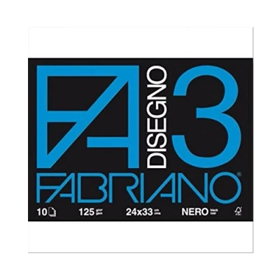Image de Fabriano F3 Noir 24x33 125G/M2 (10 feuilles) Album Dessin, Multicolore, cm, 8001348107330