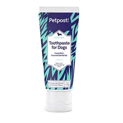 Image de Petpost Dentifrice pour Chiens Gel Dentaire à Base d&#039;huile de Coco et Bicarbonate soude éliminer naturellement la Mauvaise haleine Dites Adieu Plaque aux Caries Goût Menthe