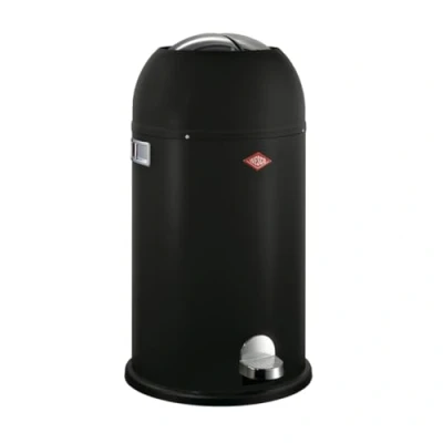 Image de WESCO Poubelle Kickmaster de couleur noir mat, tôle d&#039;acier revêtue par pulvérisation, amortisseur intégré, volume 33 litres, grande ouverture
